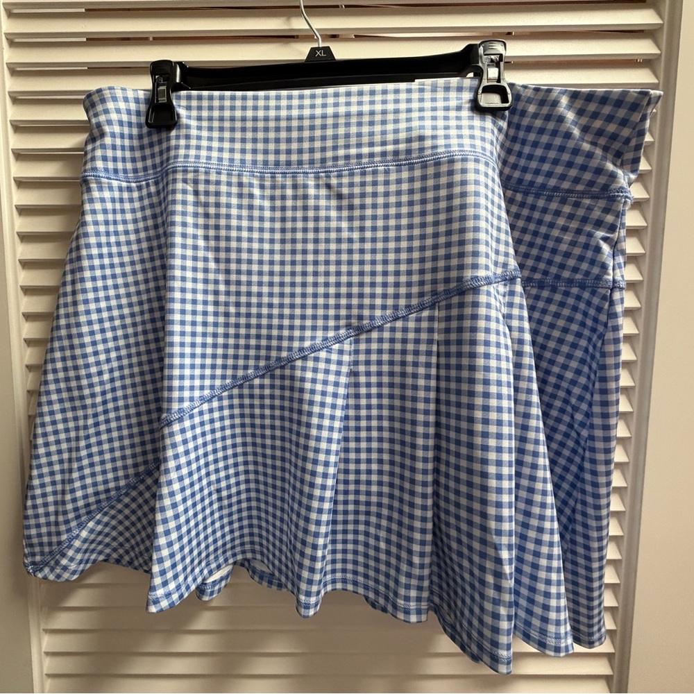 Lillie Green Skort Blue White Plaid X-Large NWT